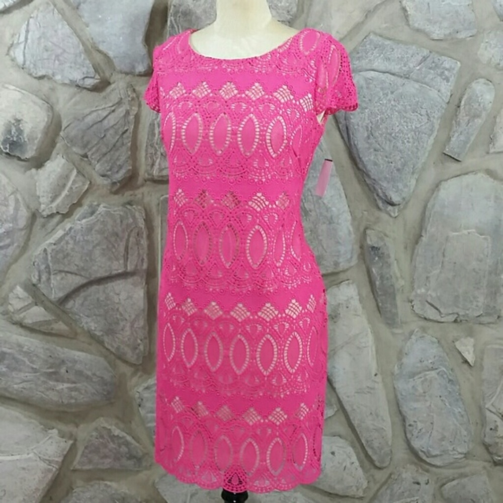 Eliza J. Pink Lace Dress